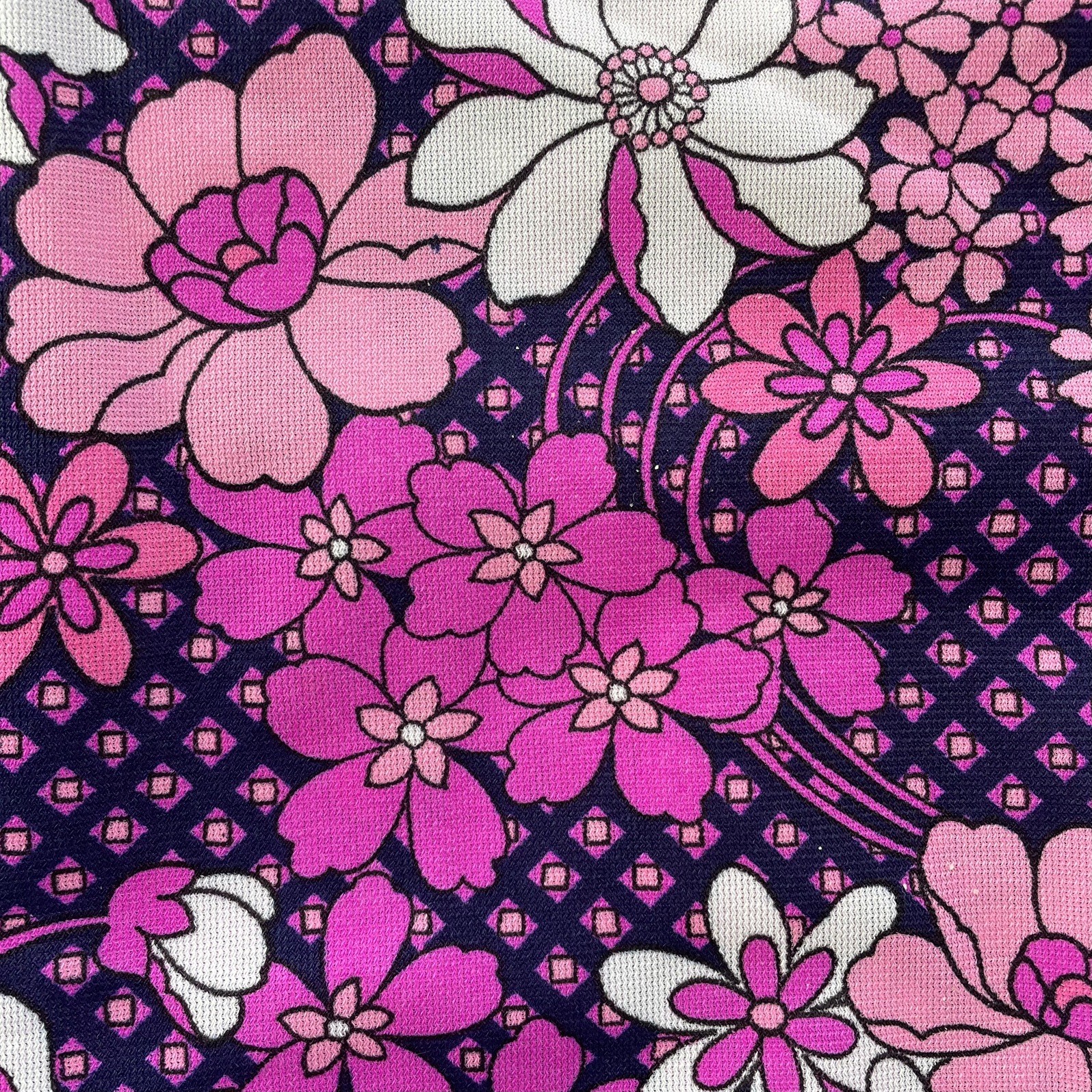 Vintage 60s Unworn size L Long Maxi Dress Pink Floral Fit and Flare
