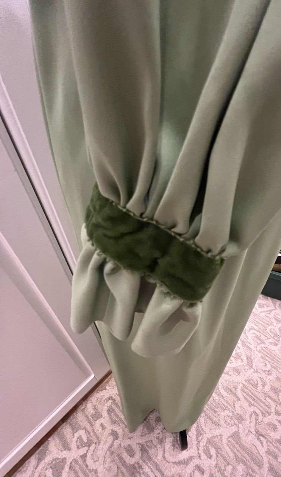 Vintage Long Sleeve Maxi Green Dress With Velvet Trim Size 4 Or 5/6