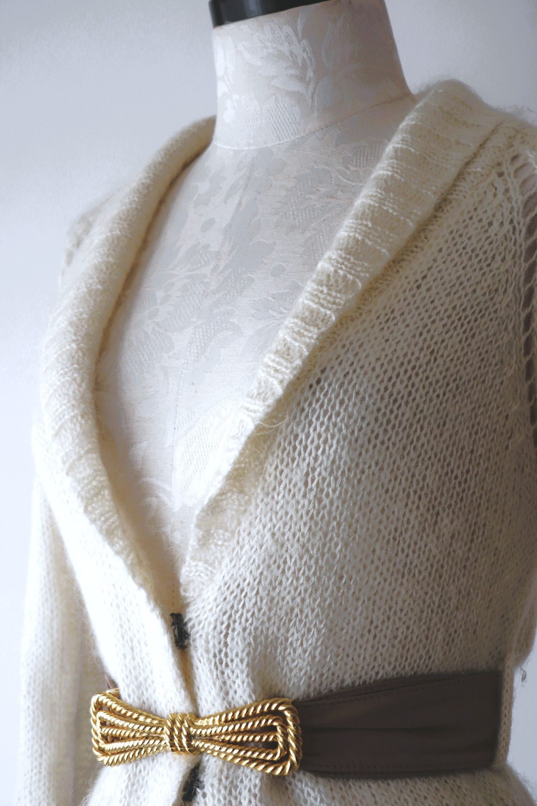 Y2K Isabel Marant Cream Fuzzy Mohair Romantic Cropped Cardigan Sweater Women XS