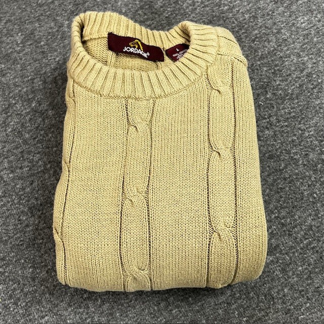 Jordache Sweater Womens? Size Large Cable Knit Long Sleeve Pullover Tan
