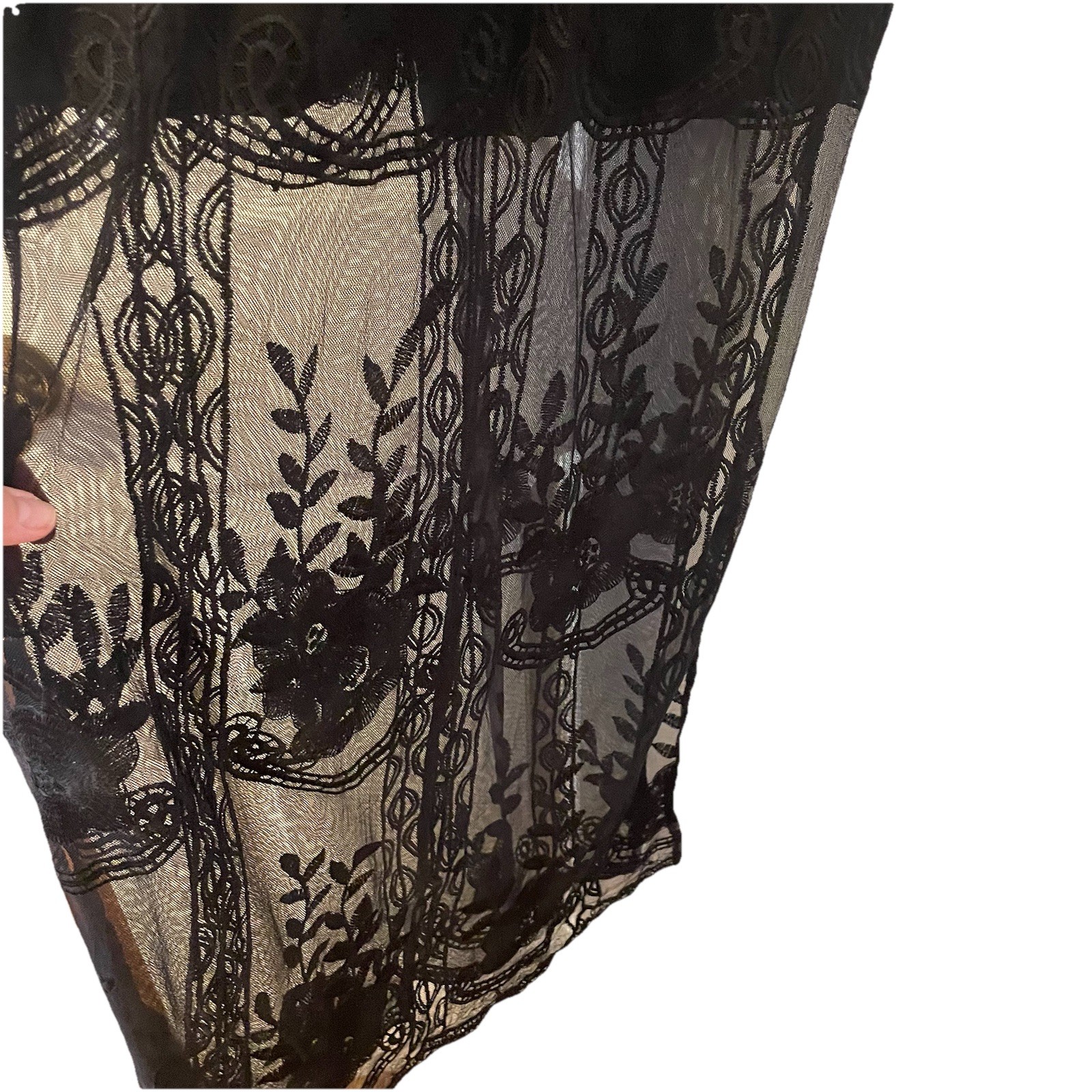 Women’s Black Lace Maxi Dress Sz XL Wedding Formal Event Whimsigoth Details