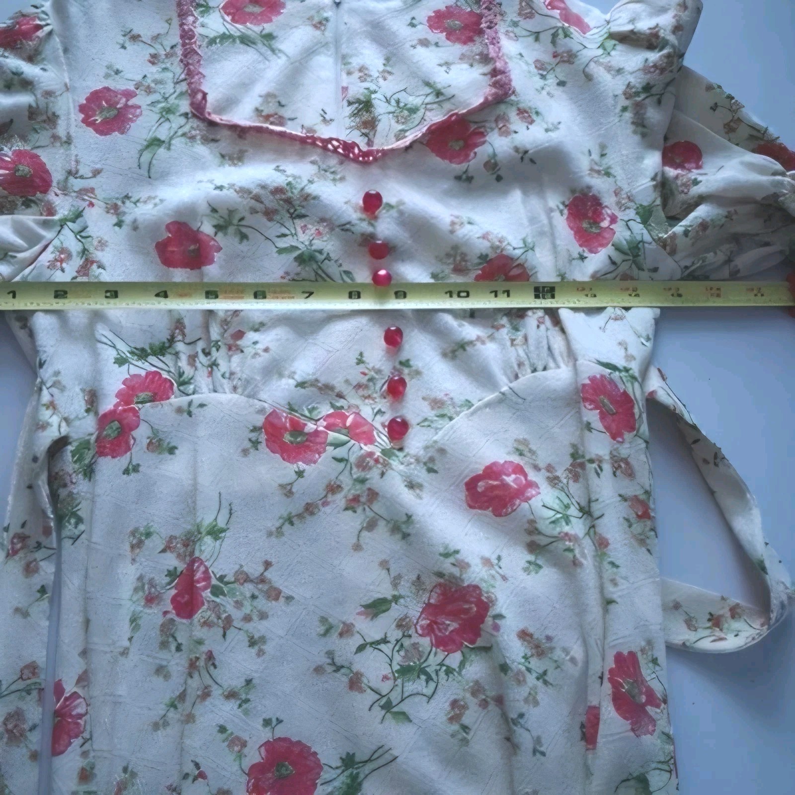 Vintage Maxi Dress Sweetheart Neckline Empire Waist Ditsy Floral Early 70s Sz 7
