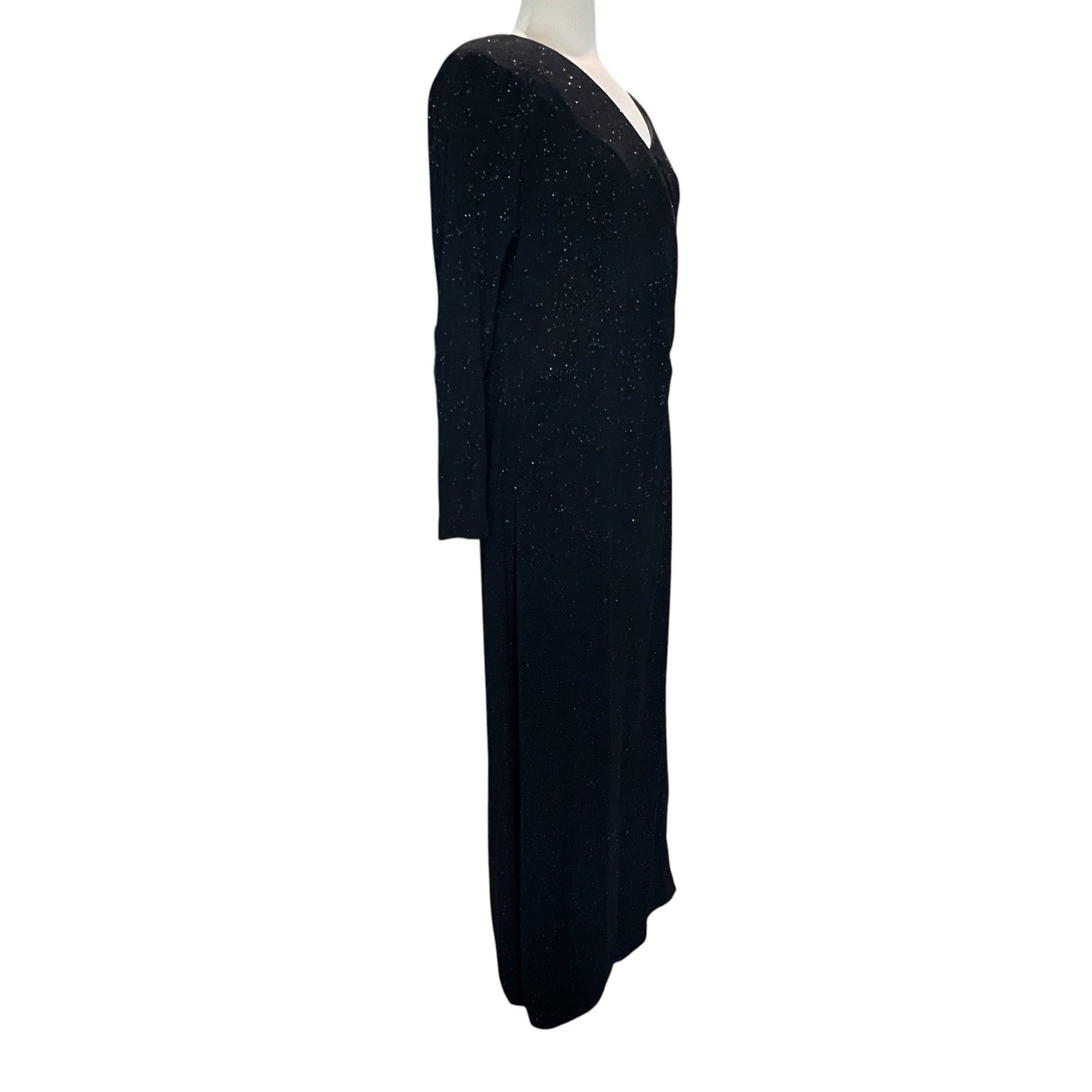 Vintage Vintage Costa En Francais Black Glitter Maxi Dress 1X L/S Evening Gown