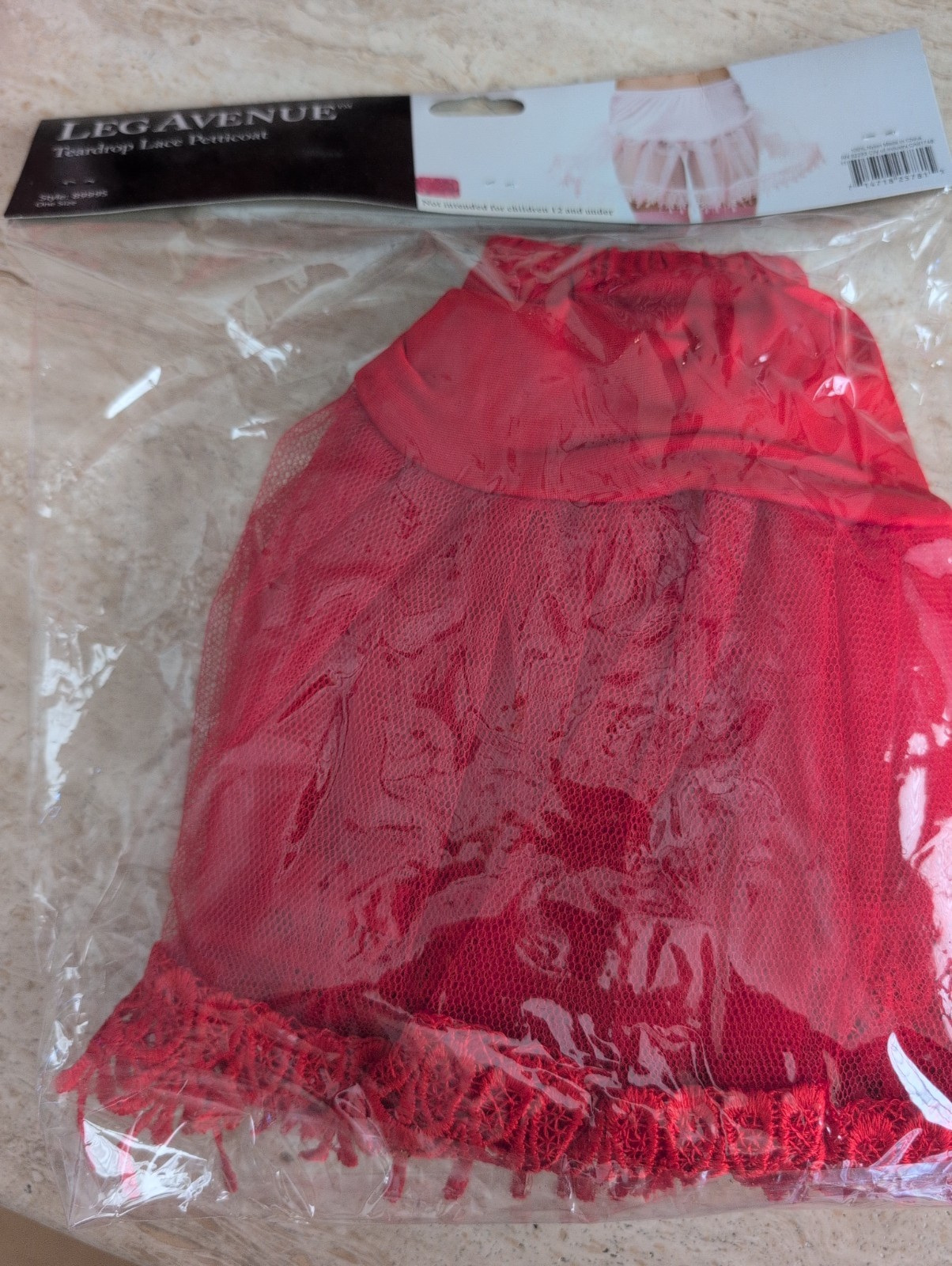 Red Teardrop Lace Petticoat By Leg Avenue #8999S One Size Brand New
