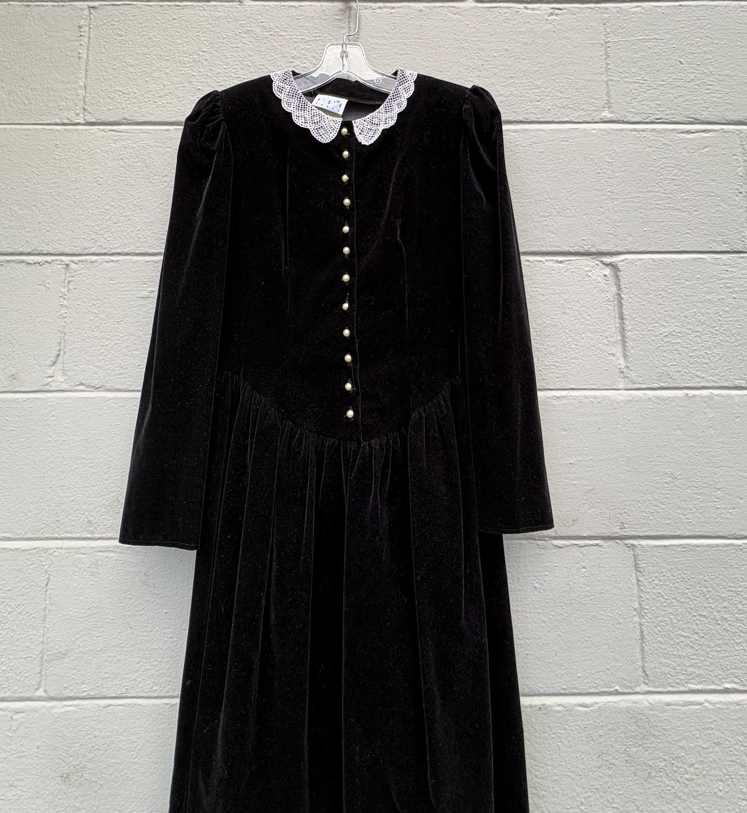 Vintage 1980’s You Too Babes Velveteen Dress Gothic Victorian Lace Collar size 5