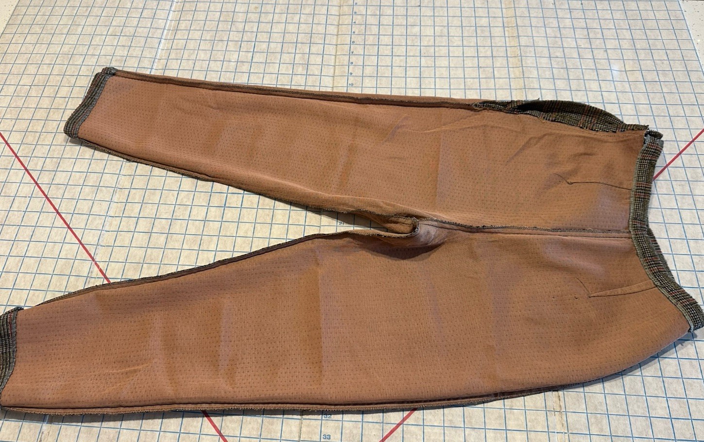 Vintage 1950s Nylon Wool Pants Women’s Tailored High Waist Glen Check Plaid