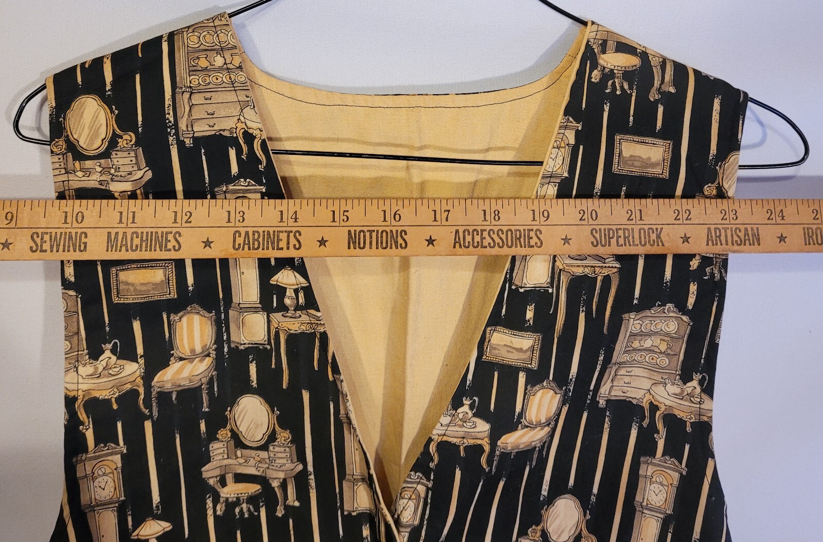 Vintage 90s Dress, Black and Yellow, Vest, Unbranded