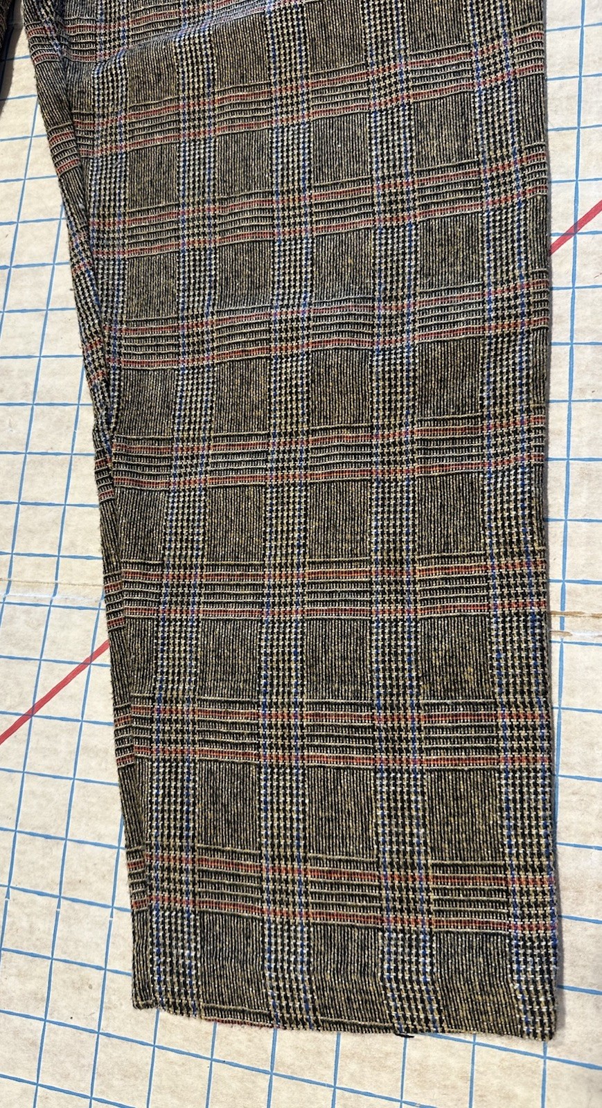 Vintage 1950s Nylon Wool Pants Women’s Tailored High Waist Glen Check Plaid
