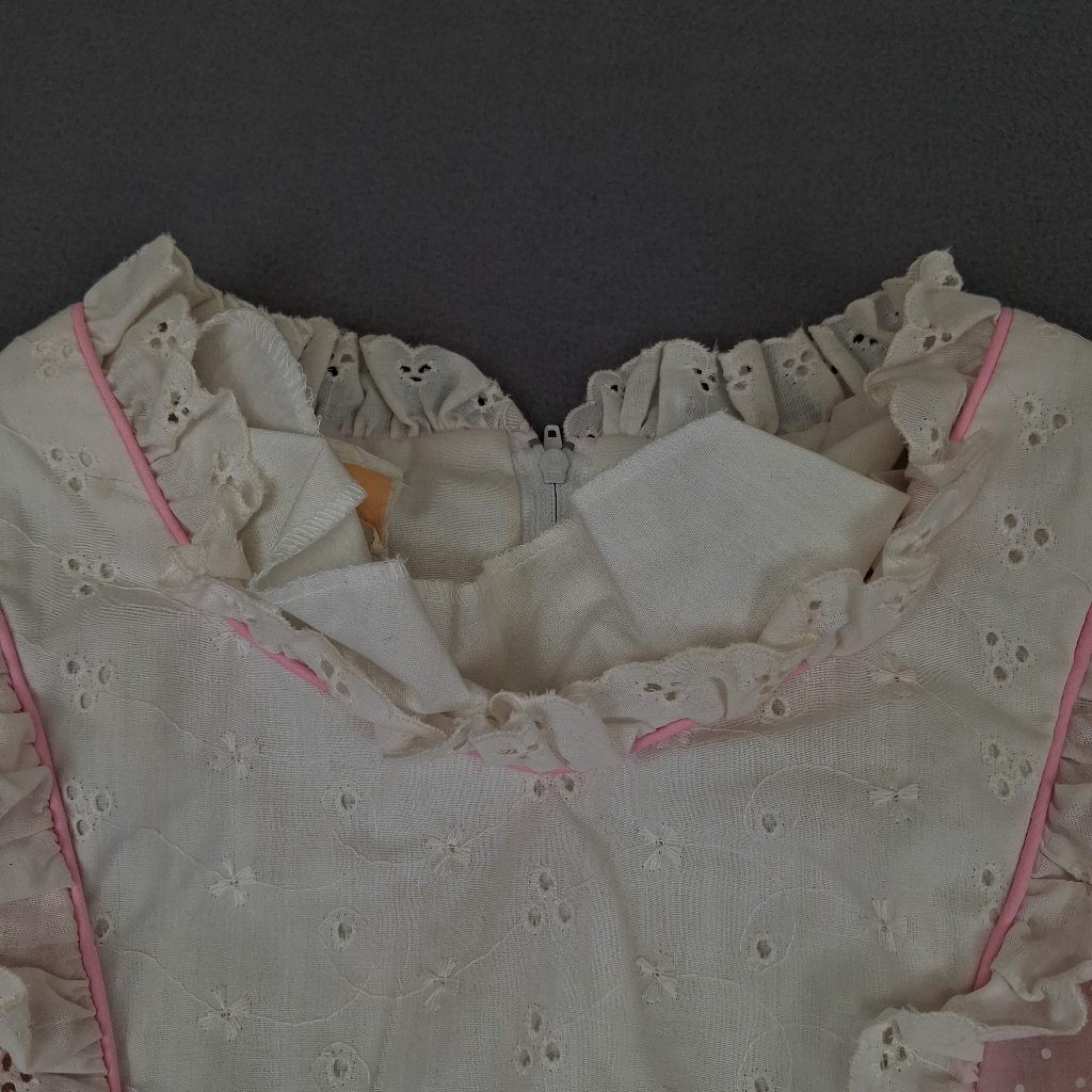 Vintage Jeri Bee Womens Pink Polka Dot Square Dance Prairie Dress Size 8 Eyelet