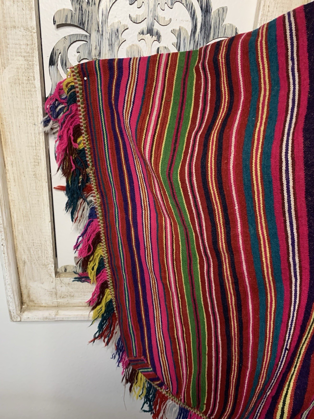 Vintage Poncho Hand Woven Bolivian Wool Poncho Rare