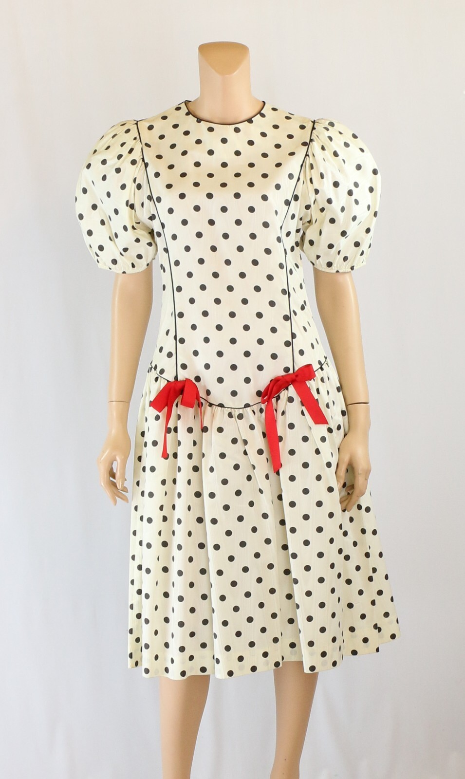 Picture Me Vintage 80s Black & White Polka Dot Party Prom Dress sz 9