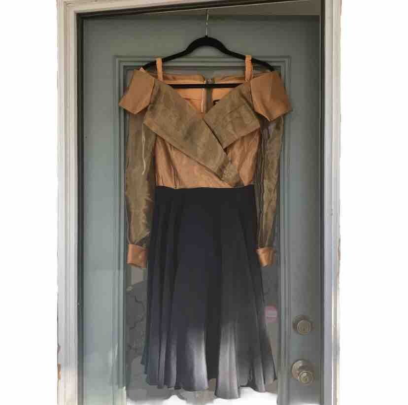 Last call! Vintage 80s Glitter Caramel Party Dress