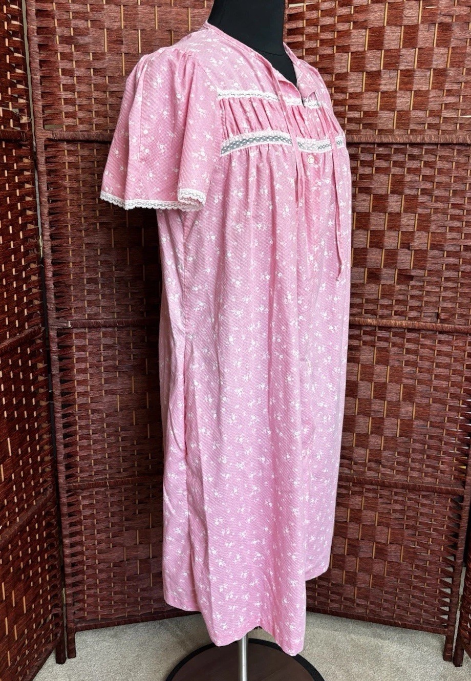 Vintage Brandywine Pink Floral House Dress Cottagecore Prairie Grannycore Small