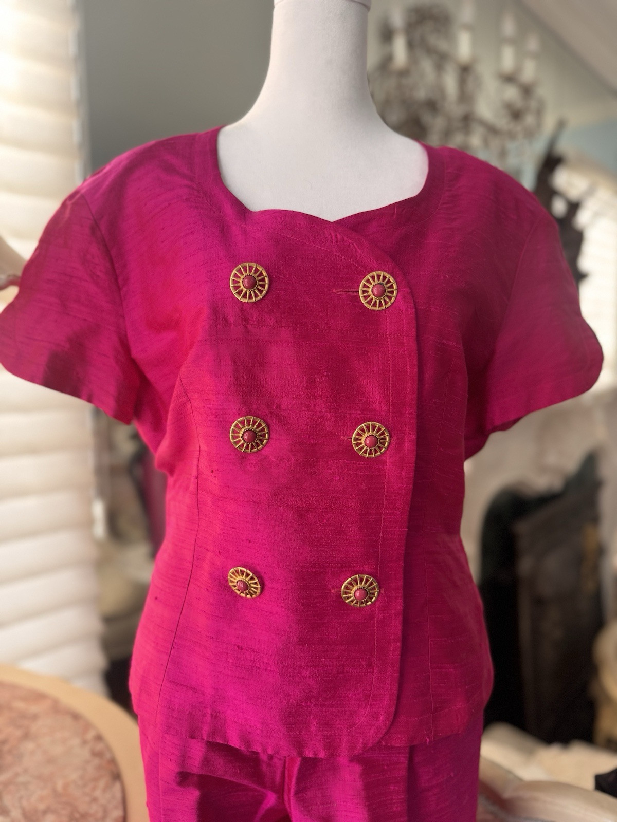 Vintage Mondi blouse and pants set germany/portugal 38 hot pink(ish)