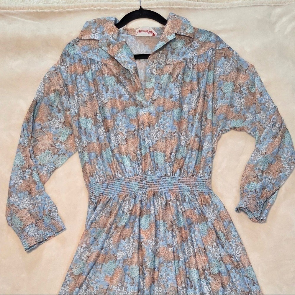 Vintage Country Miss Prairie Western Inspired Summer Floral Midi Dress Size 16