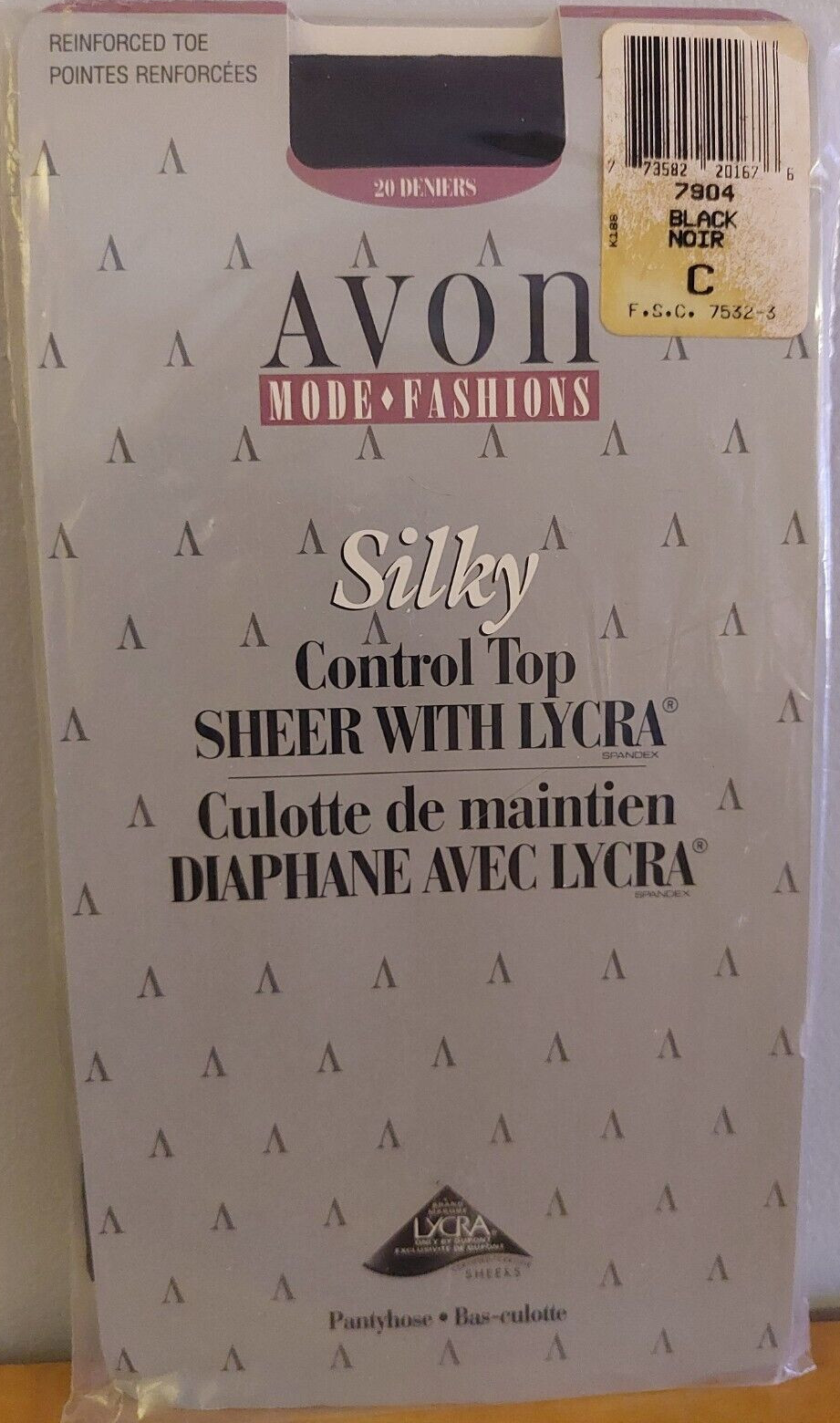 Vintage Pantyhose Avon Fashion Color Black Size C BDR1