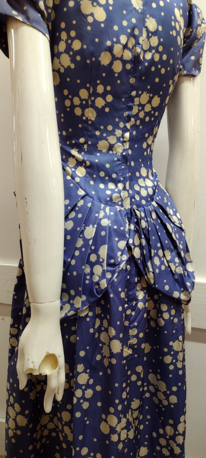 Vintage 1940s Draped Dangling Peplum Evening Dress Jonathan Logan 40s NEW LOOK