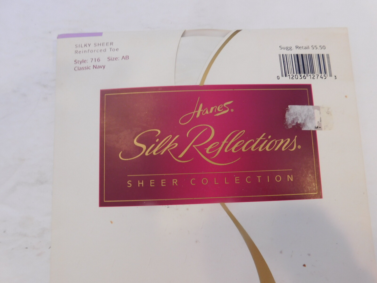 New! Hanes Silk Reflections Pantyhose Size AB Color: Navy Reinforced Toe