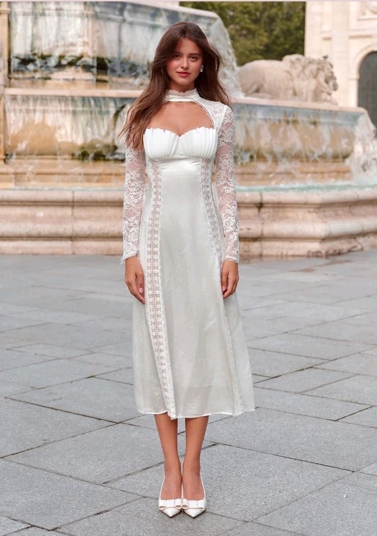 NWT LaceMade Moonlight Hera Dress Lace Victorian Edwardian White Size Small Lace