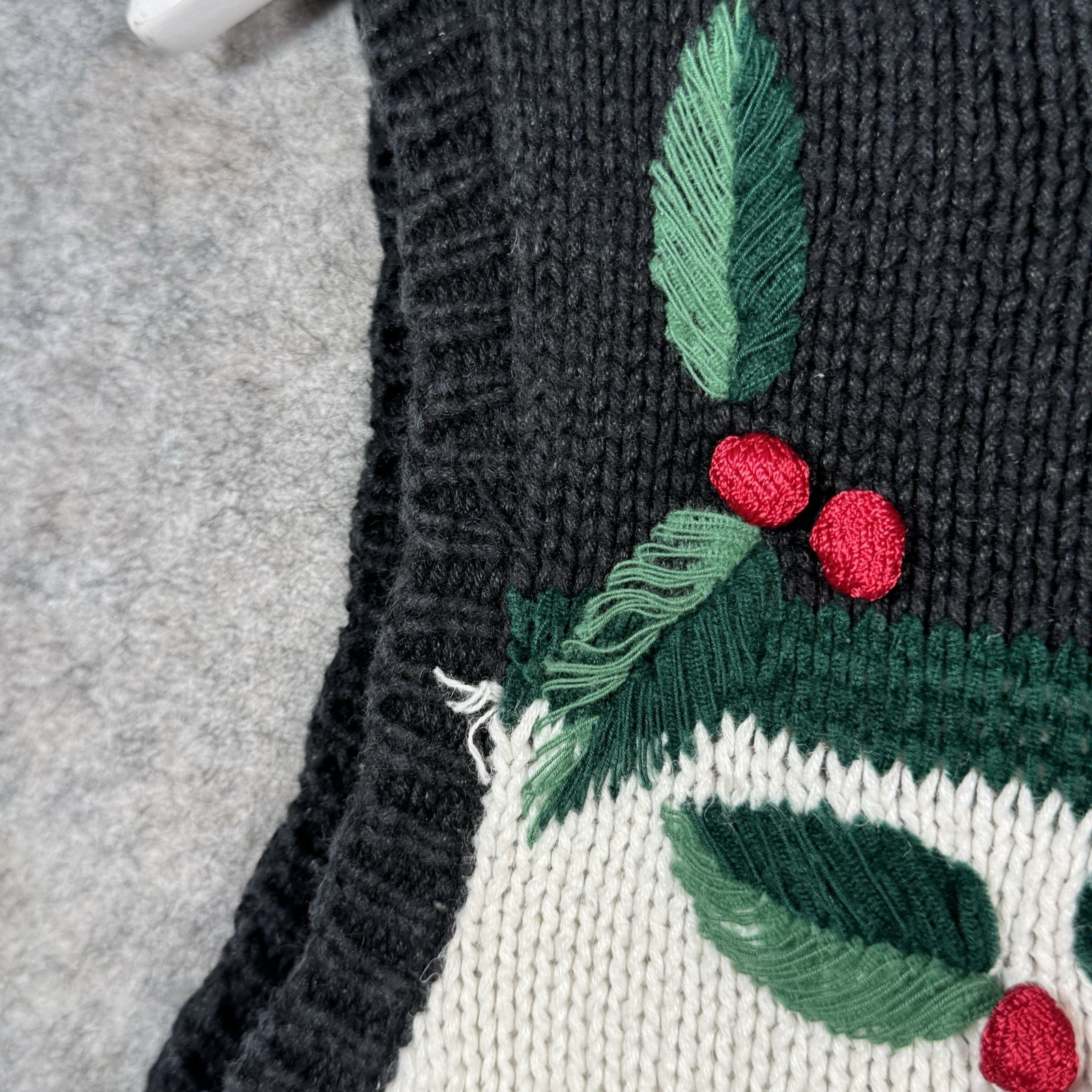 Vintage 90s Womens Russ Woman Christmas Knit Cardigan Sweater Vest Size 14/16W