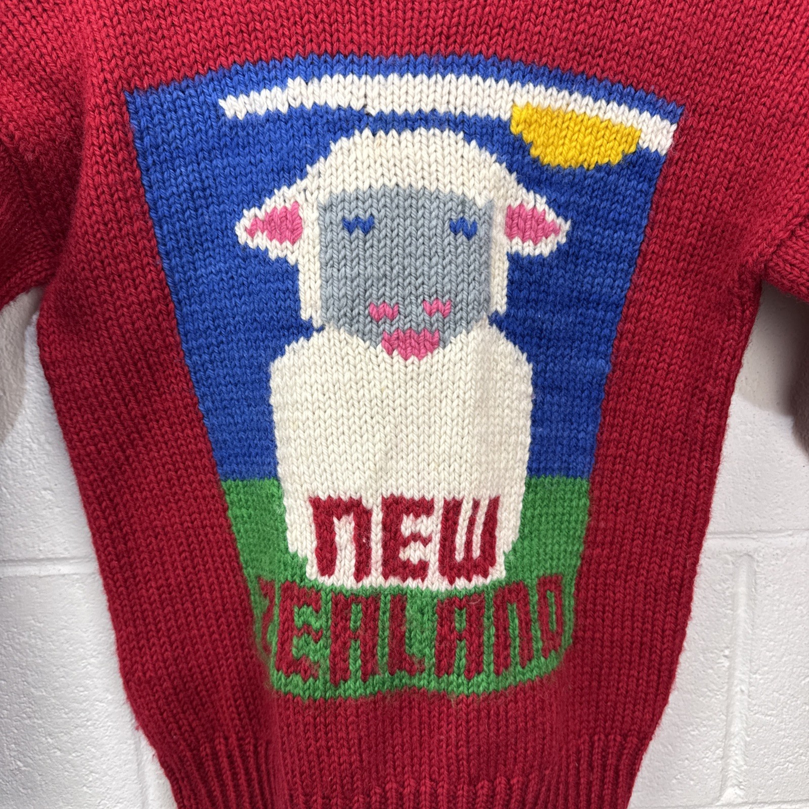 Vintage BABO 100% Wool Sweater Sheep Graphic Hand Crafted New Zealand Sz S