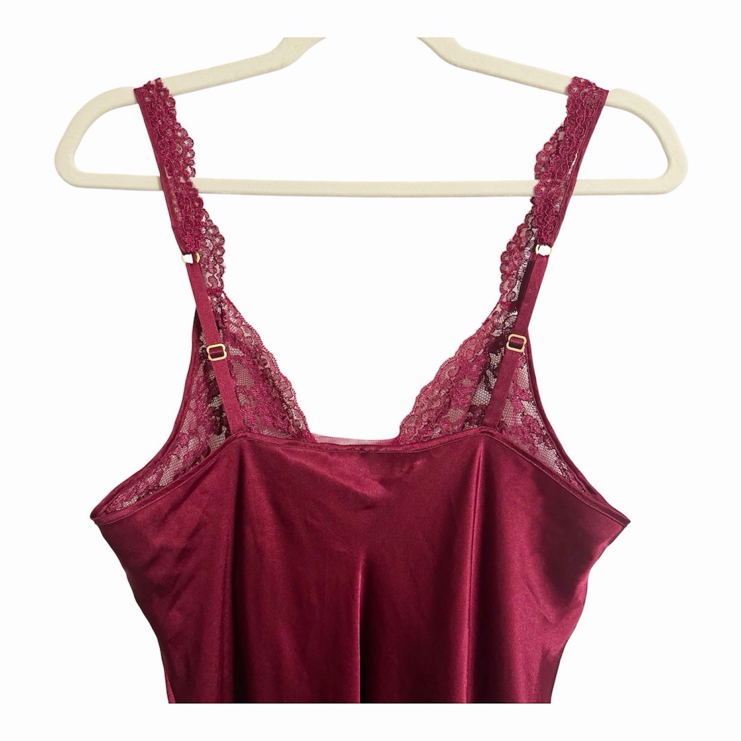 90s Vintage Victorias Secret Wine Red Lace Maxi Slip Dress Gold Label Large