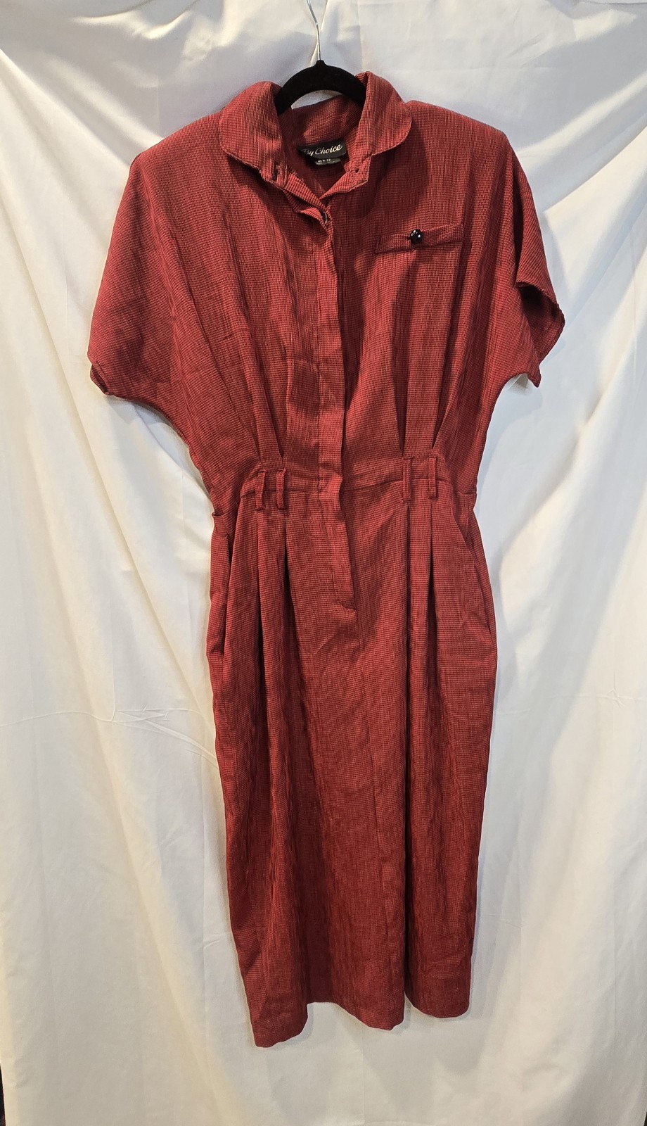 90’s By Choice Dress Red & Black Size 13 Gingham Pockets Shoulder Pads