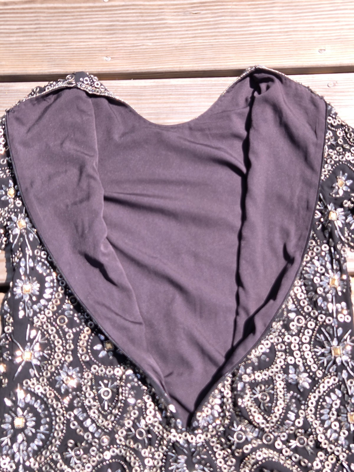 🍾Vintage Heavily Beaded Black Evening Dress Rhinestone Sequin Party Cocktail🍾