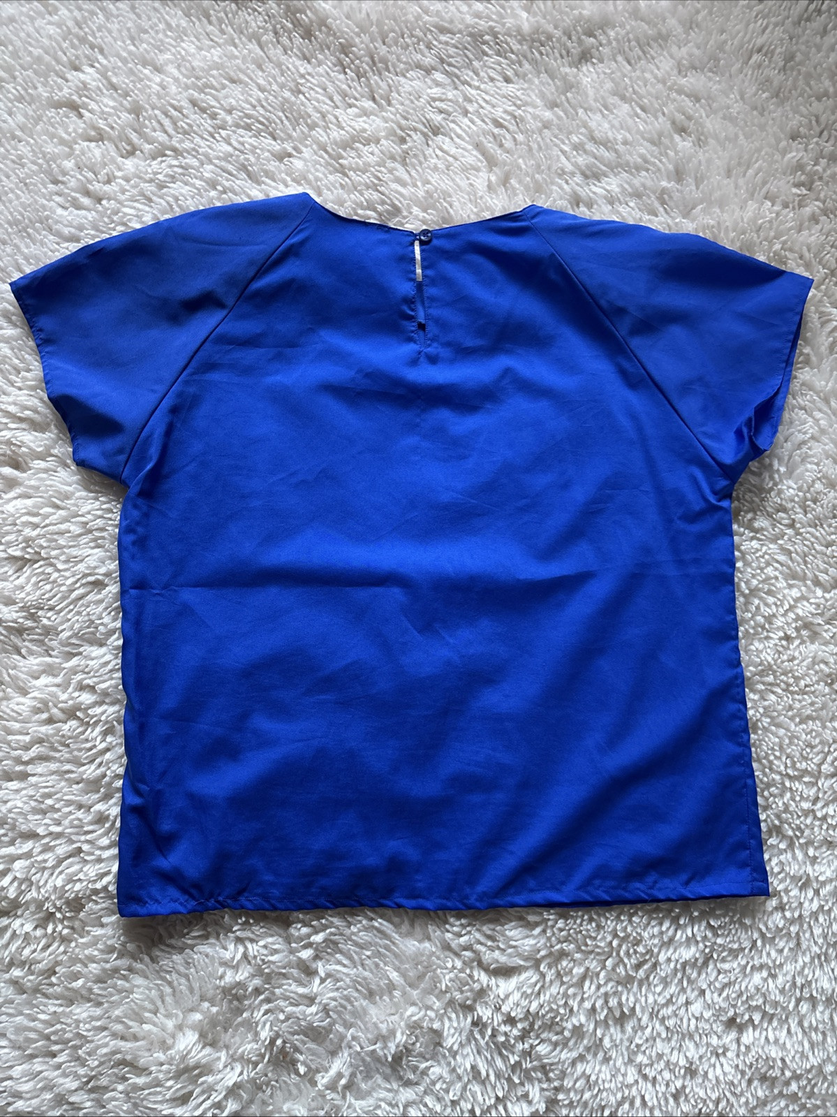VTG 80’s Impressions Of California Women Top Sz M Blouse Blue Silky NICE!