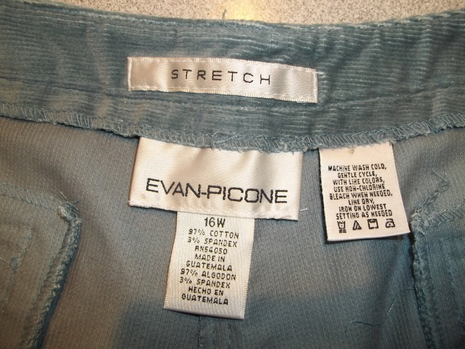 Evan Picone Womens Wide Leg Corduroy Pants Size 16W Blue High Waist Vintage NWT