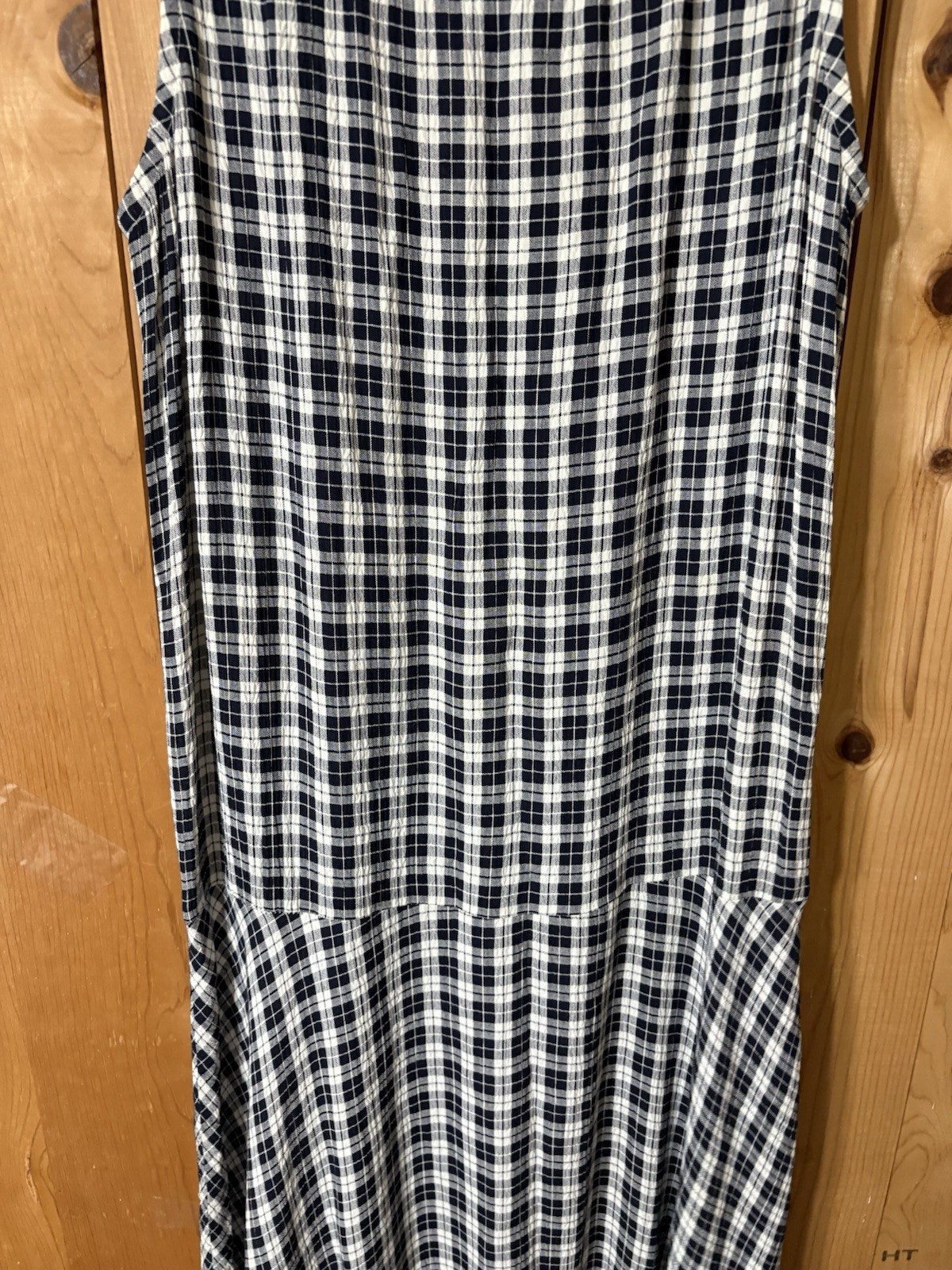 VTG 90s y2K Limited London Paris NY Blue Plaid GINGHAM DROP WAIST MAXI Dress S