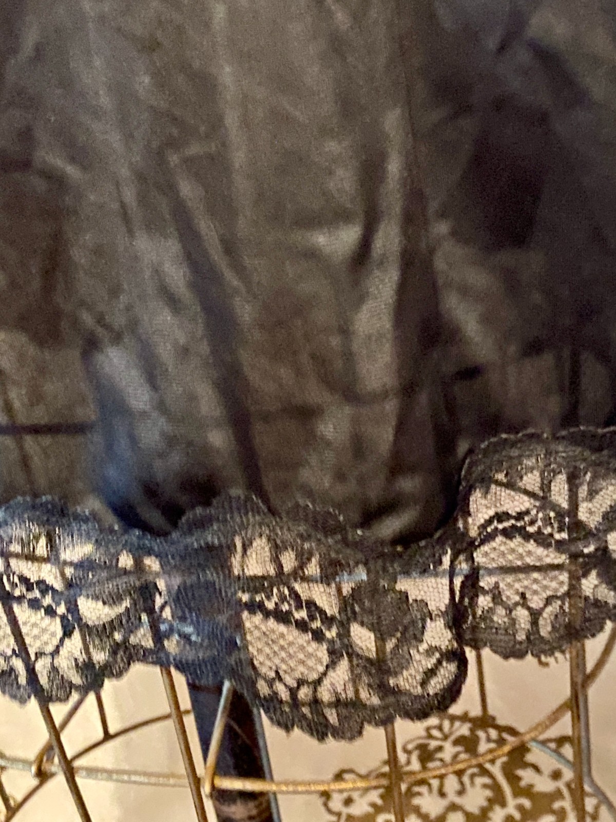 Vintage 60s 70s Black LACE Deep V Sexy Nightgown Slip Dress L Sissy Pin-Up Retro