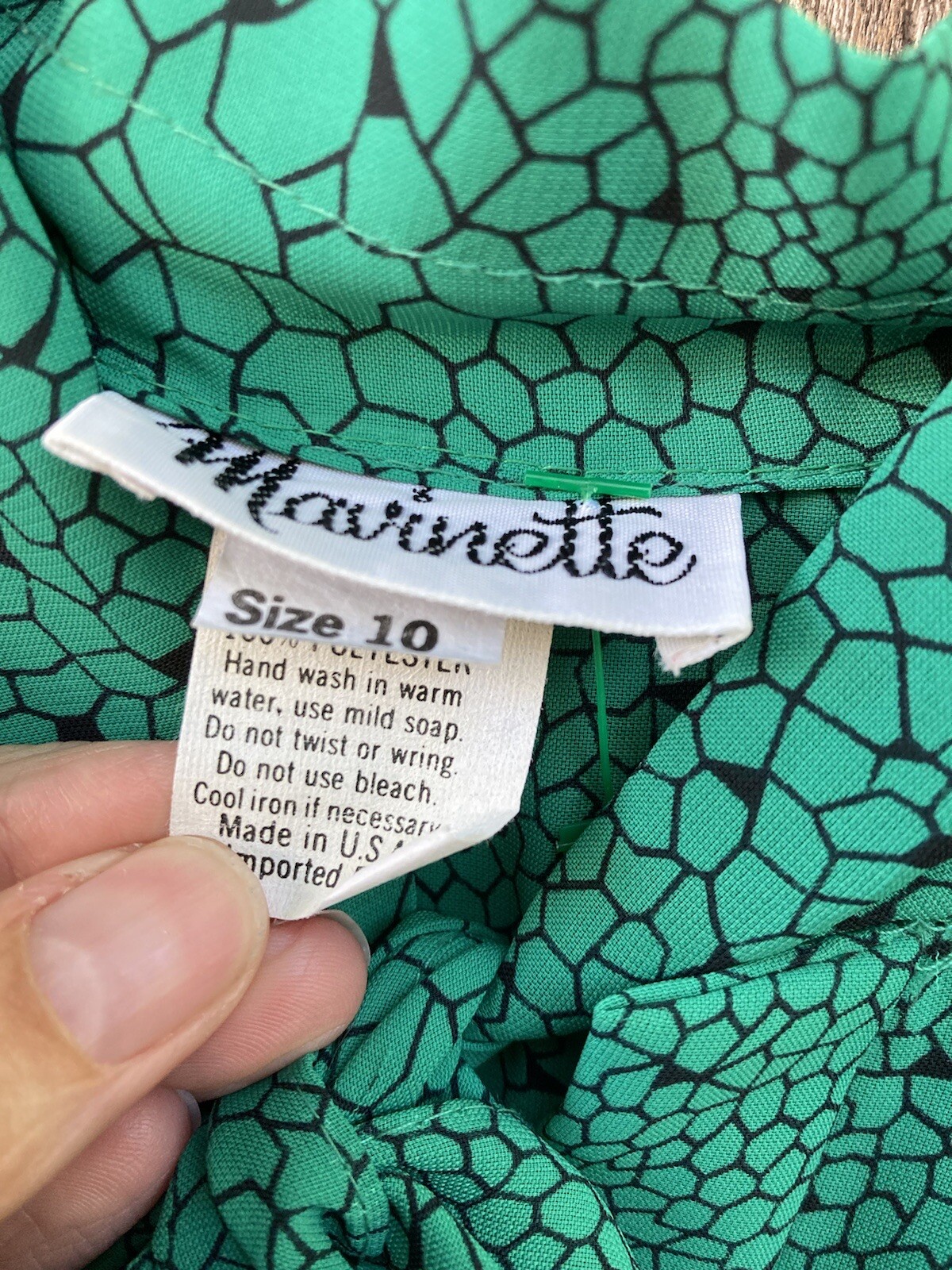 MARINETTE Women’s Sz 10 Vintage 70’s Sheer Blousen Dress Tie Neck Pleated ⭐️8617