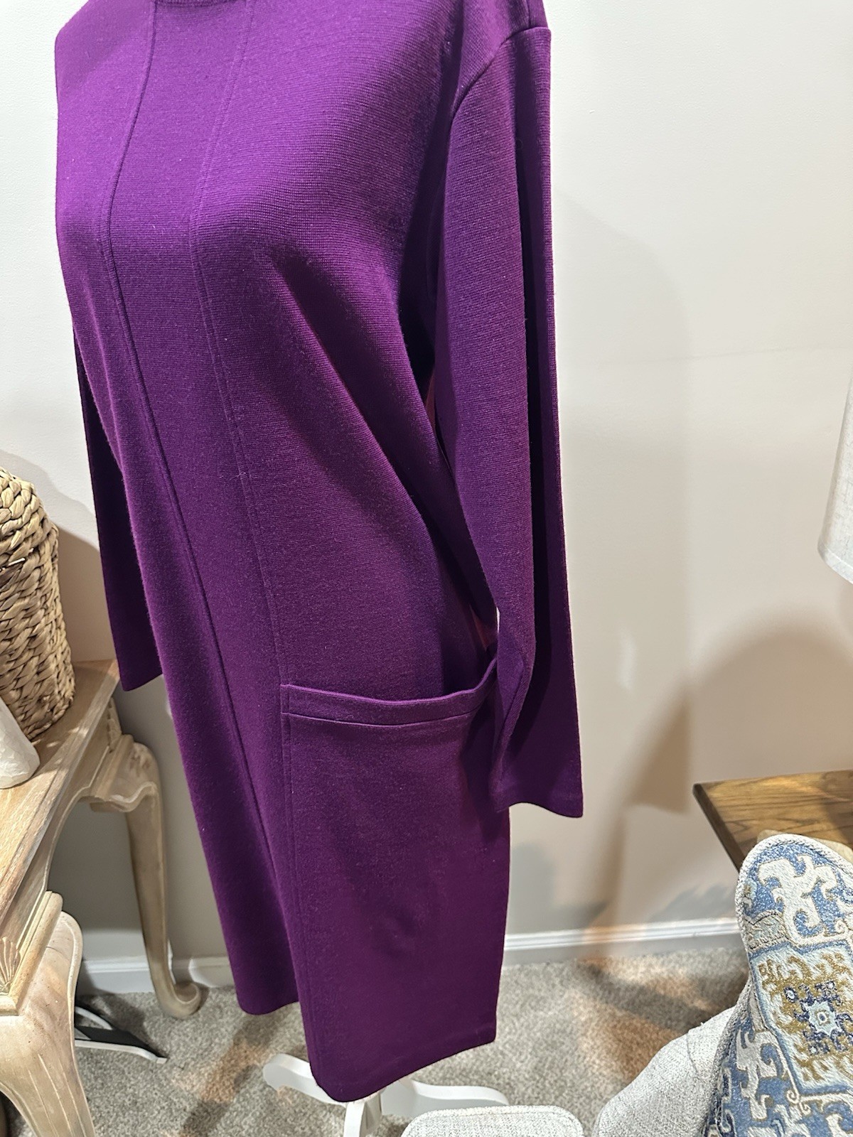 VTG Harve Bernard Dress By Bernard Holtzman. Wine Color W Large Pocket. Med.