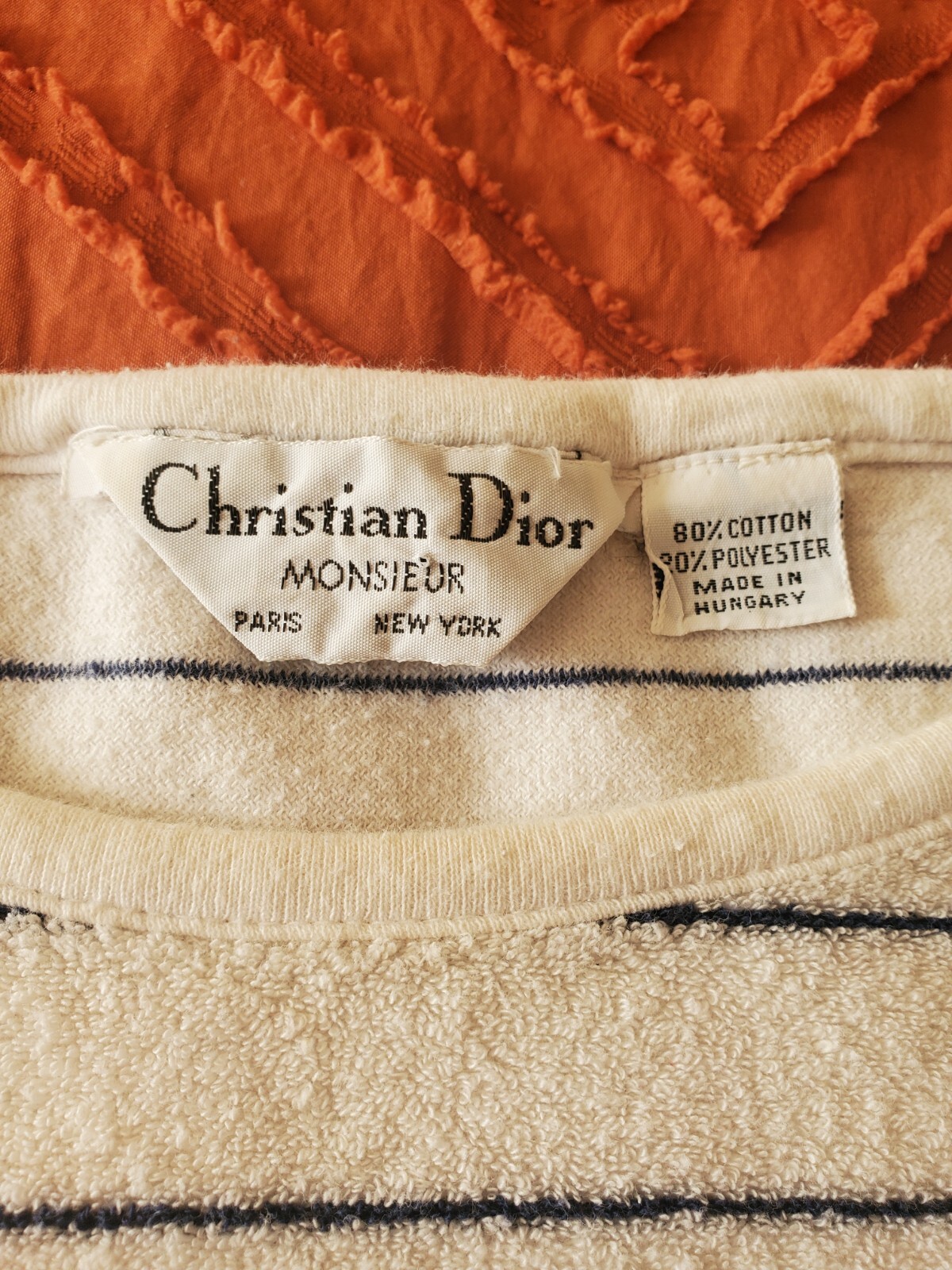 Vintage 80s Christian Dior Terry Cloth Crop Shirt Country Club Womens XL