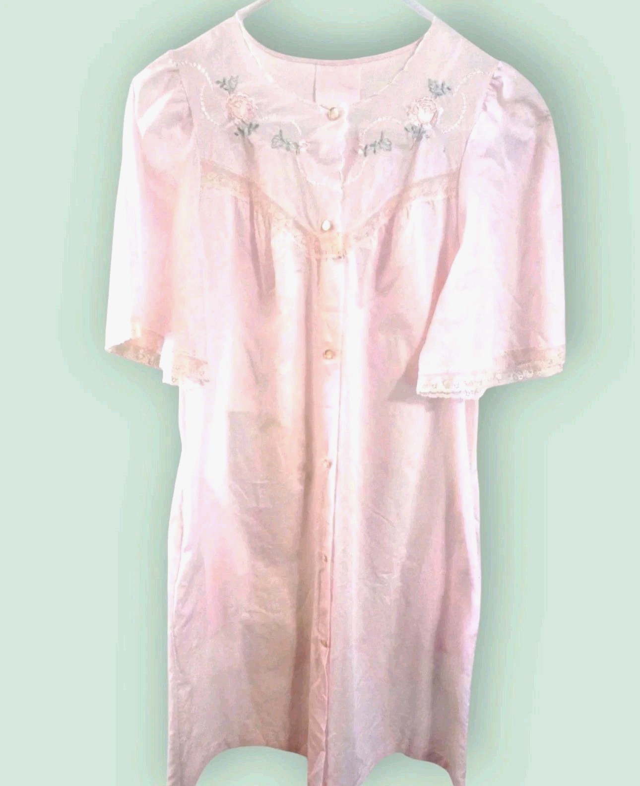 Vintage Shadowline Pink Nightgown Small Lightweight Feminine Lace Pockets