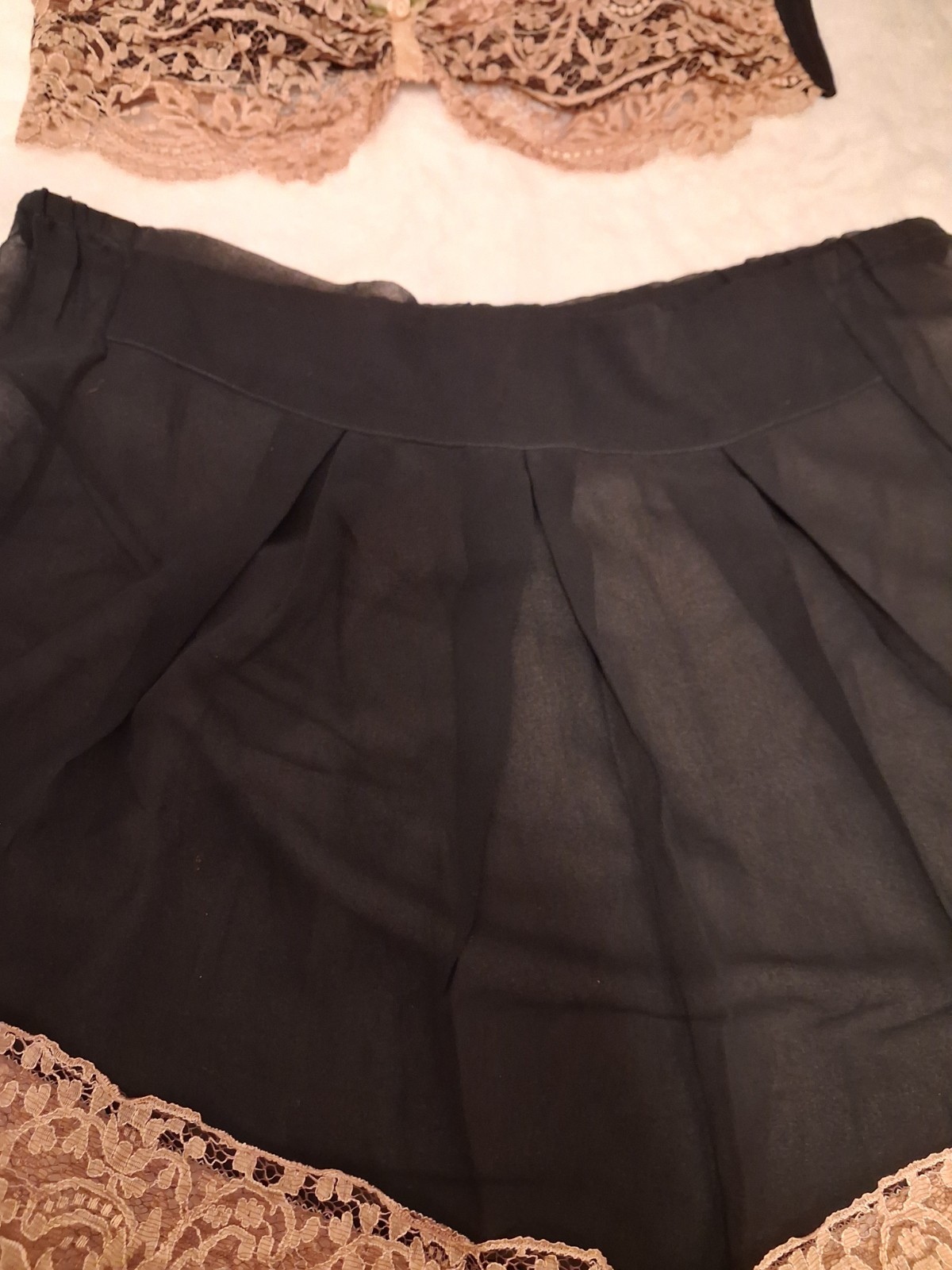 Vintage Panties Bra 1930’s Lace Black Silk Chiffon Tap Pants Lingerie Ladies Xs