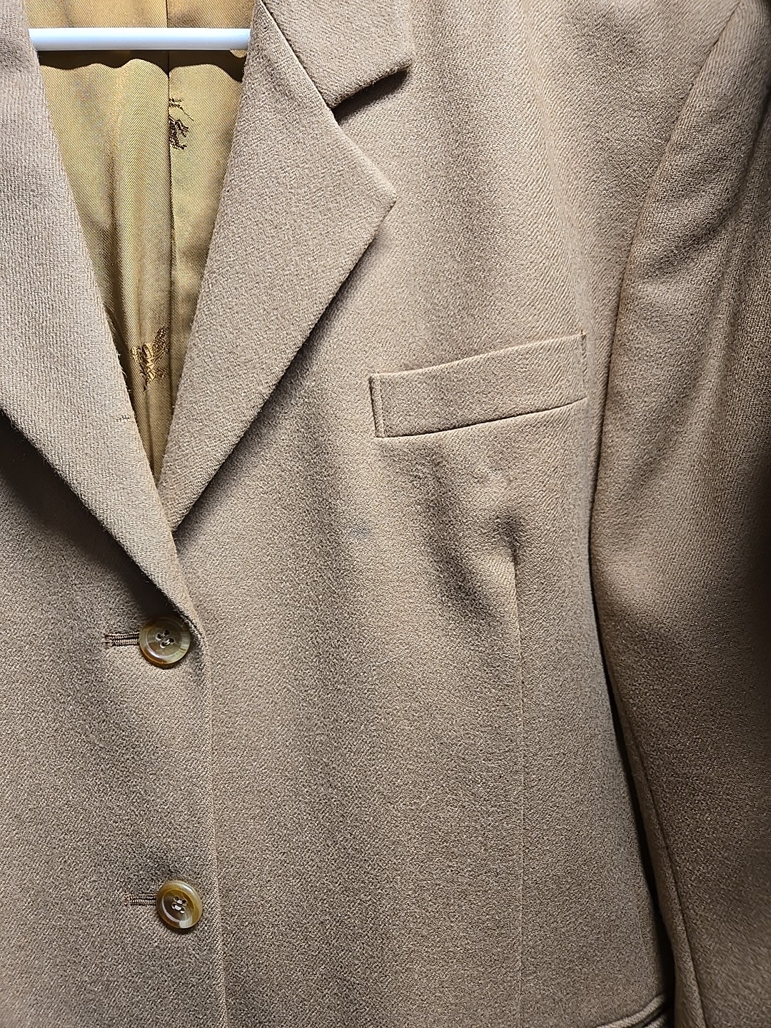vtg 80s Burberry Blazer Jacket Womens wool Camel Brown suit jacket AS IS*
