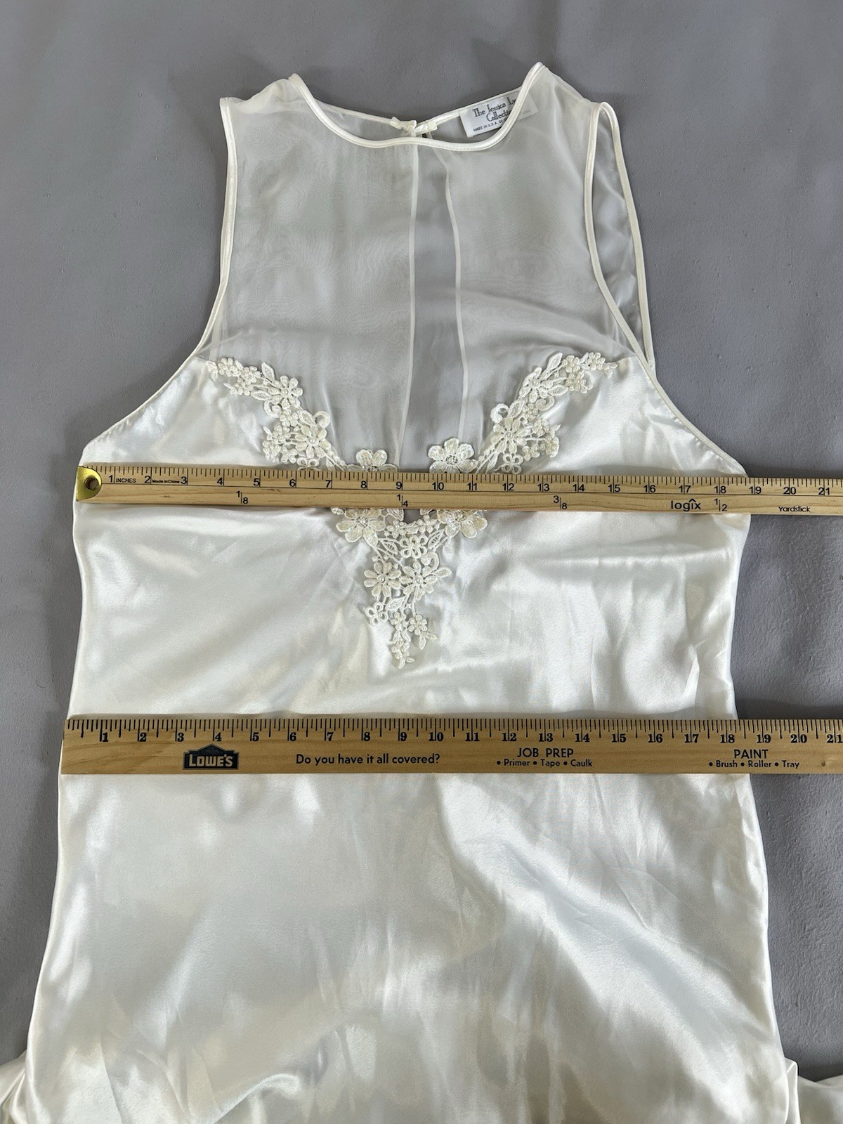 VTG Jessica Lynn Collection Women Set Robe Night Gown Satin L Ivory Chiffon Y2K
