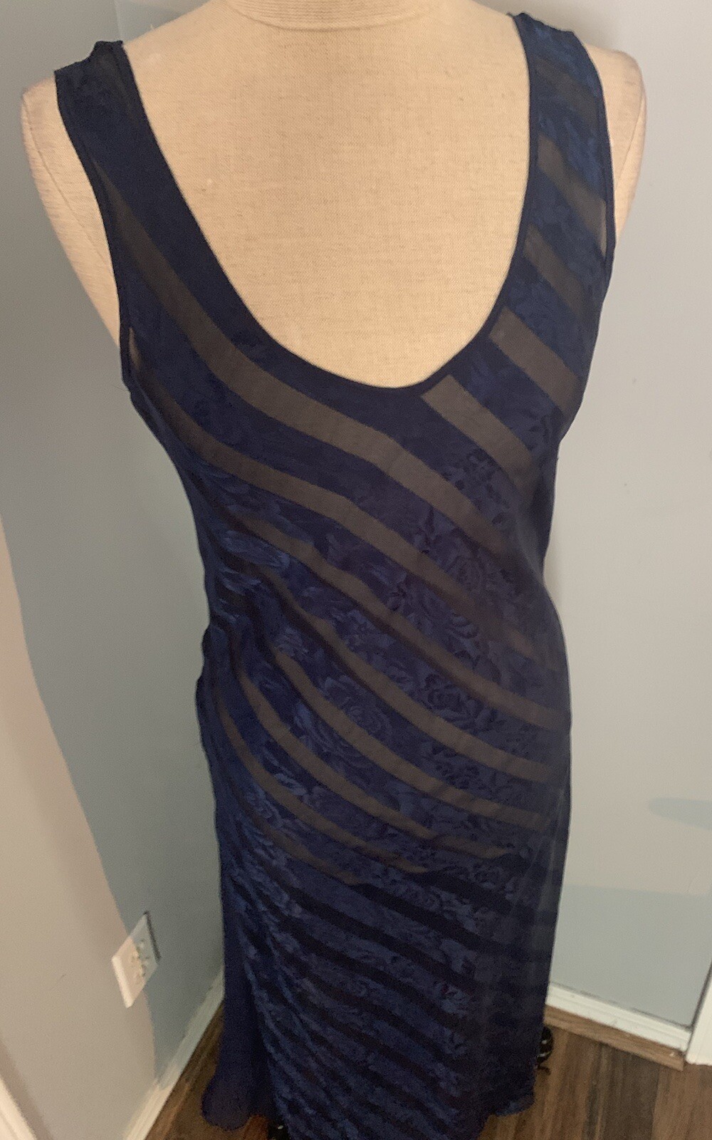 Vintage 80s Victorias Secret Gold Label Sheer Silk Maxi Slip Dress Backless Glam