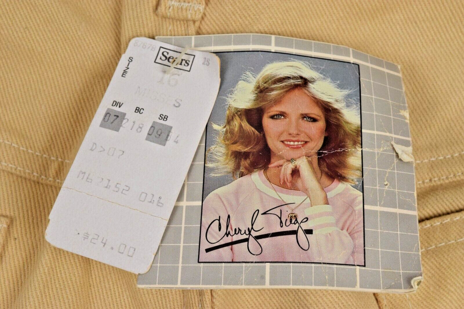 Vintage Cheryl Tiegs Pants Size 32 x 32 80s Chamois Tan Signature Made USA NWT