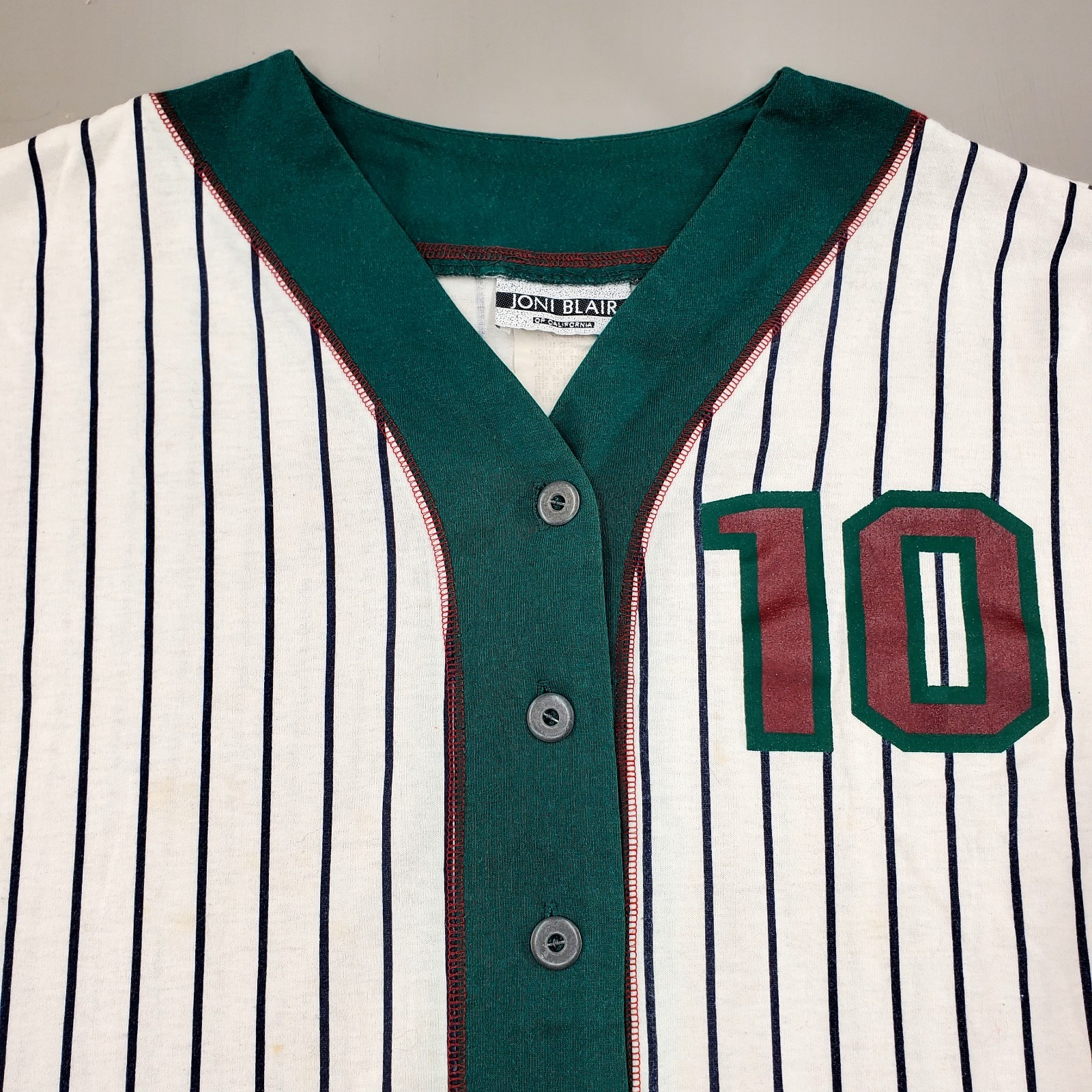 VTG 80s 90s JONI BLAIR Baseball Top Shirt V-Neck RETRO Womens Size M
