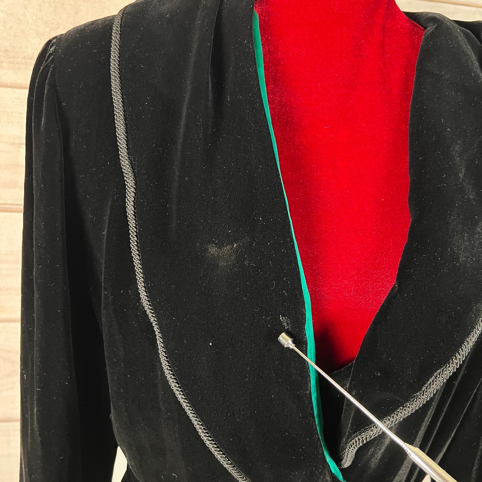 Vintage Georgette Trabolsi Neiman Marcus Womens Robe Medium Black Velvet Belted