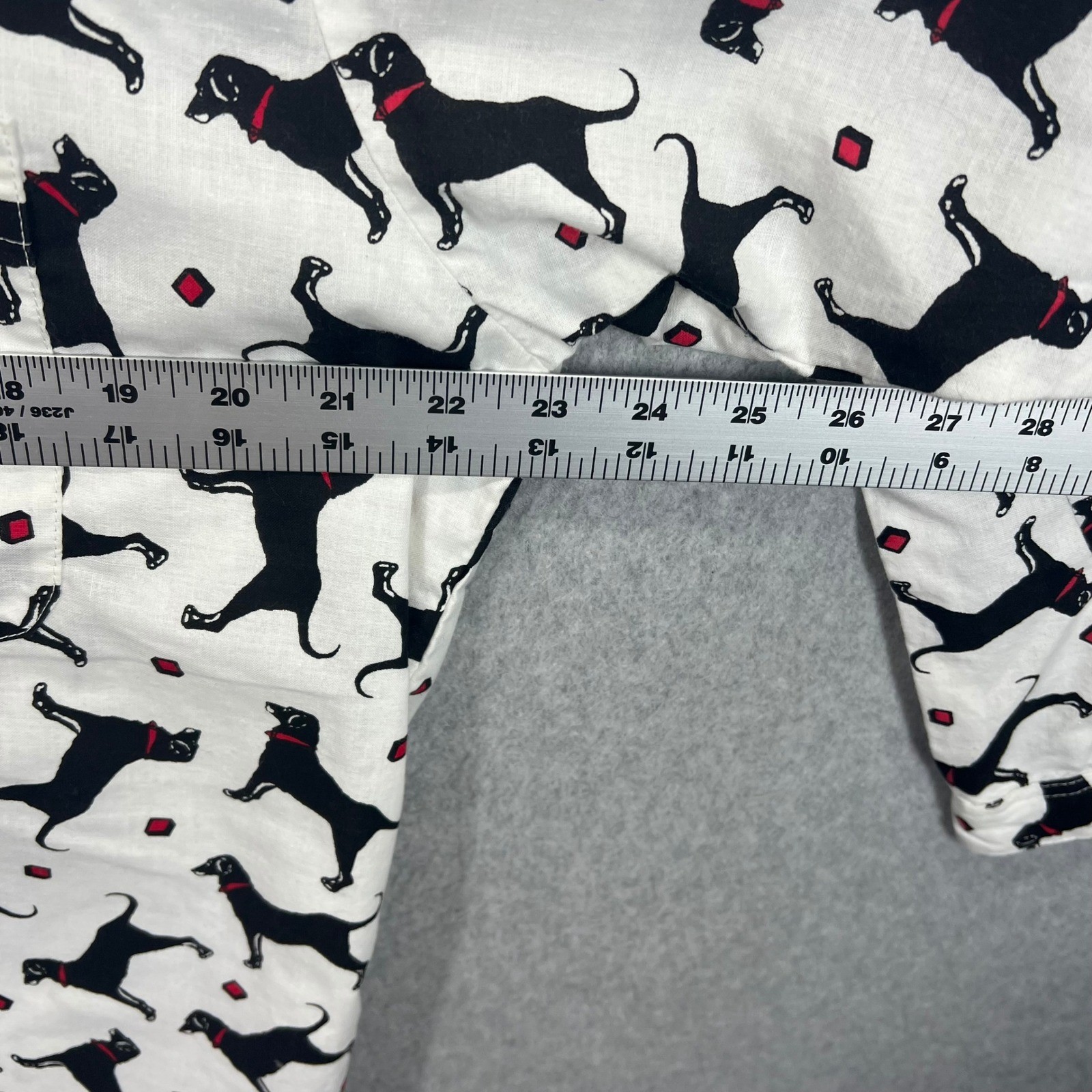 Vintage Embassy Dog Print Shirt Dress Women S White Black Labrador Cotton USA