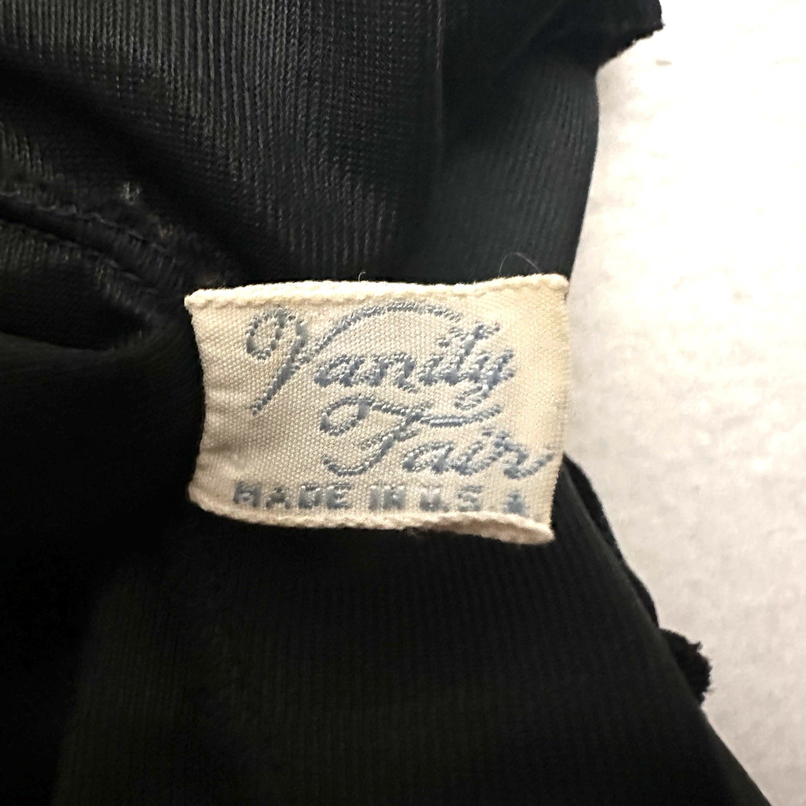 Vintage Vanity Fair Full Slip Dress 34 Black Lace Nylon Tricot Lingerie Babydoll