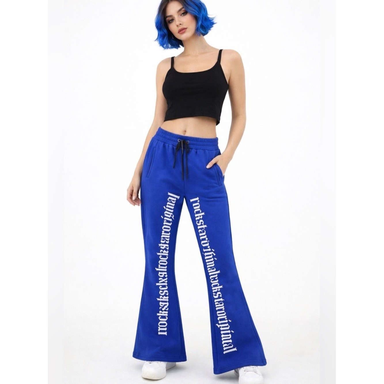 NWT Royal Blue Flare Sweatpants Gothic Lettering – Rockstar Original – Size XXL