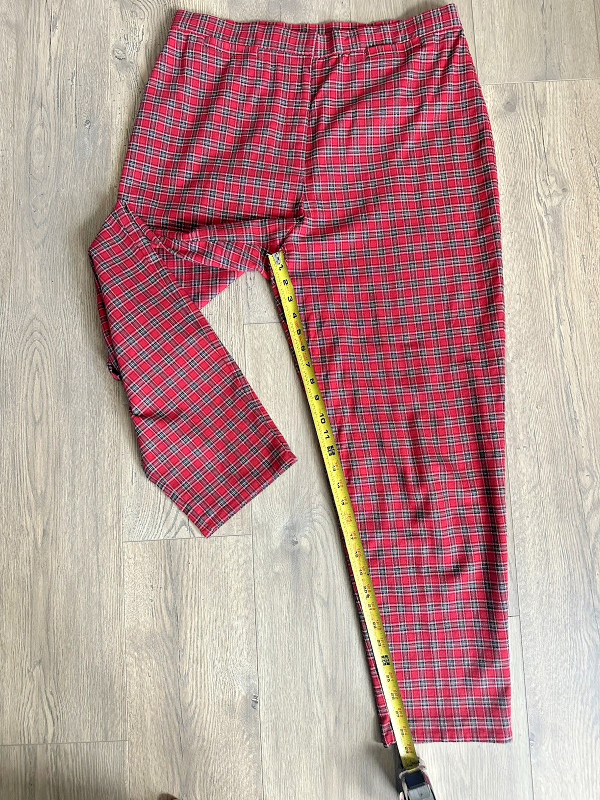 Vintage 90s Susan Bristol Sz 16 Red Plaid Cotton Classic Preppy Tartan Pants