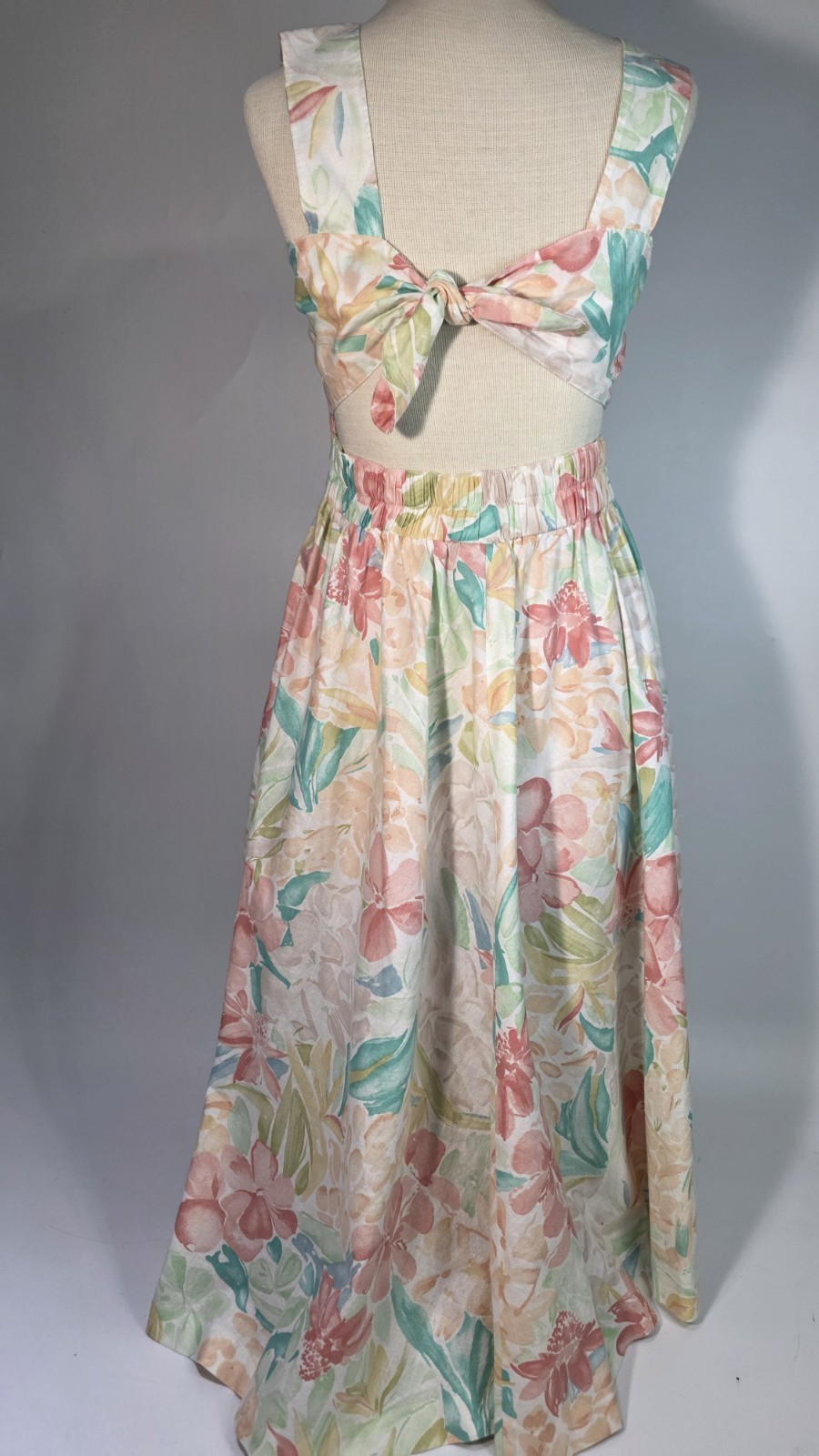 Vintage Carol Anderson Petite Floral Tie back Dress Size 2-4 Cottage Core Lolita