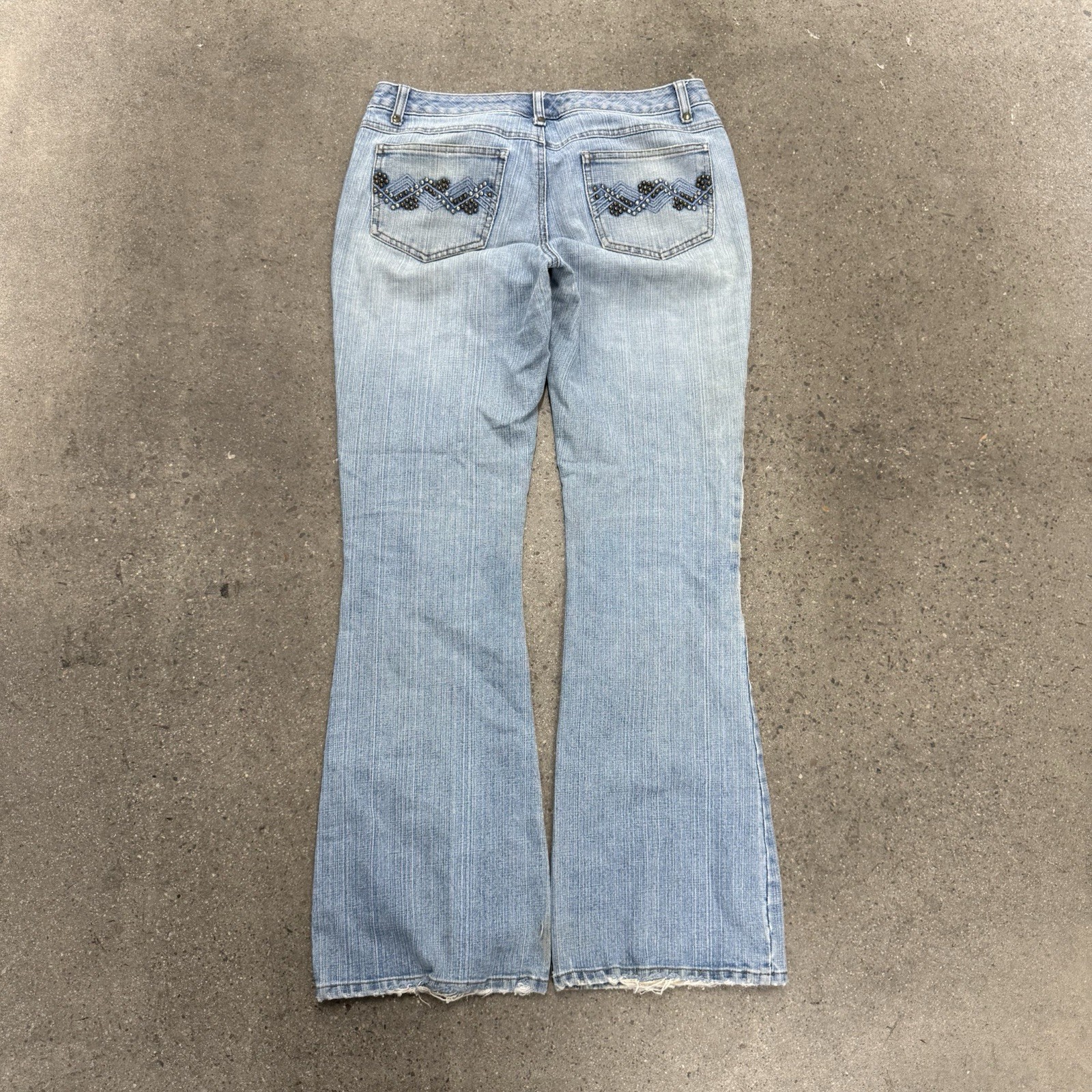 Vintage Y2K Culture Bootcut Jeans Size 11 Light Wash Distressed