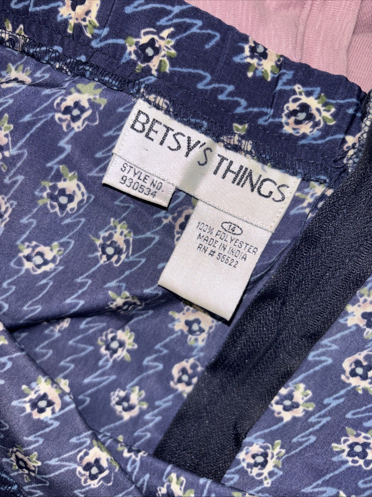 Betsy’s Things Vintage Skirt Blue Floral Midi Zip 14 Modest Cottagecore Boho